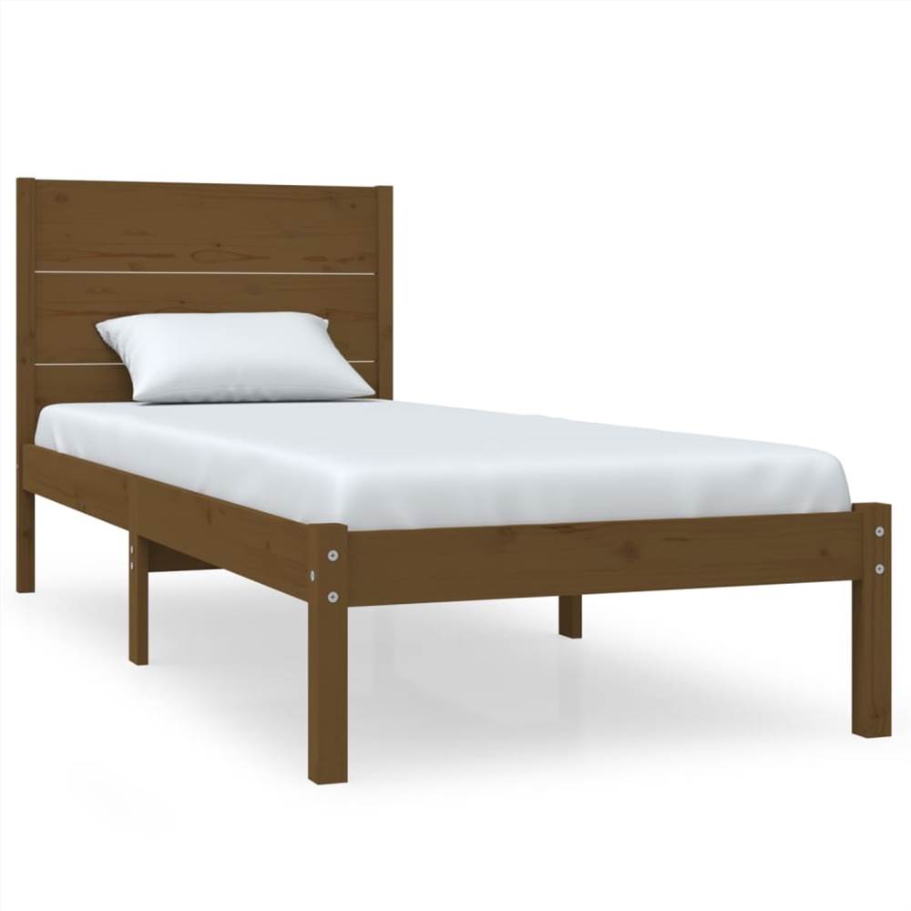 Bed Frame Honey Brown Solid Wood 90x190 cm 3FT Single