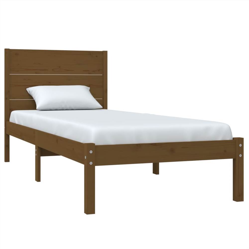Bed Frame Honey Brown Solid Wood 90x190 cm 3FT Single