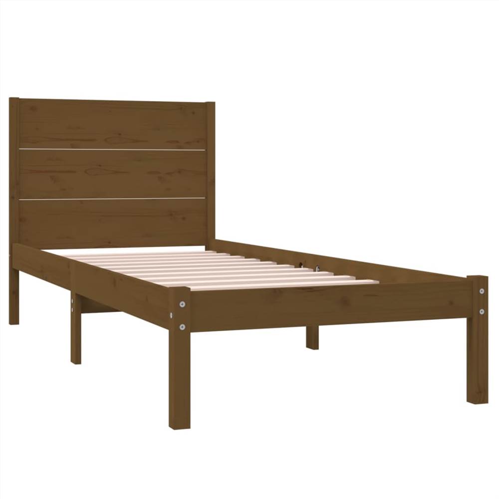 Bed Frame Honey Brown Solid Wood 90x190 cm 3FT Single
