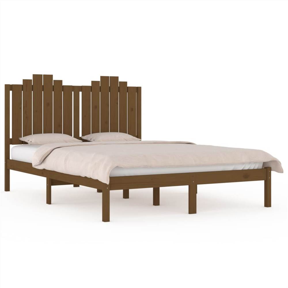 Bed Frame Honey Brown Solid Wood Pine 150x200 cm 5FT King Size