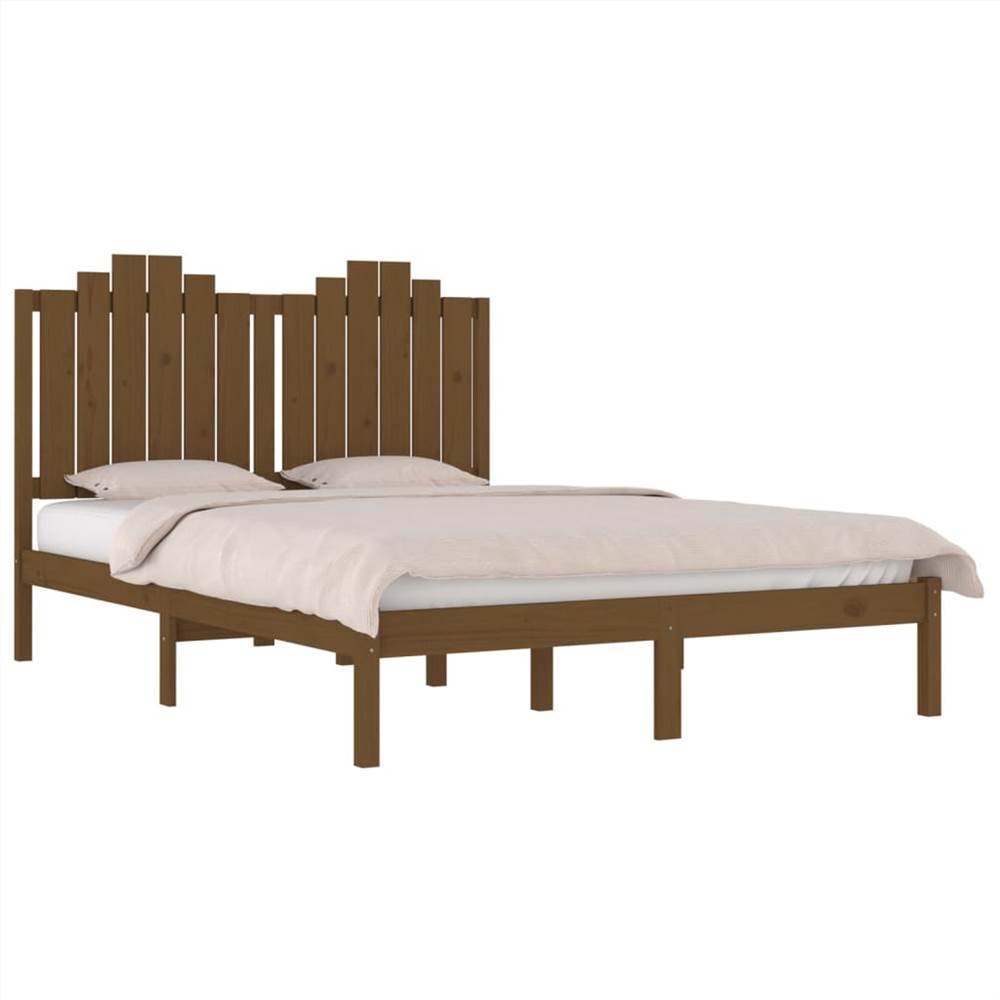 Bed Frame Honey Brown Solid Wood Pine 150x200 cm 5FT King Size