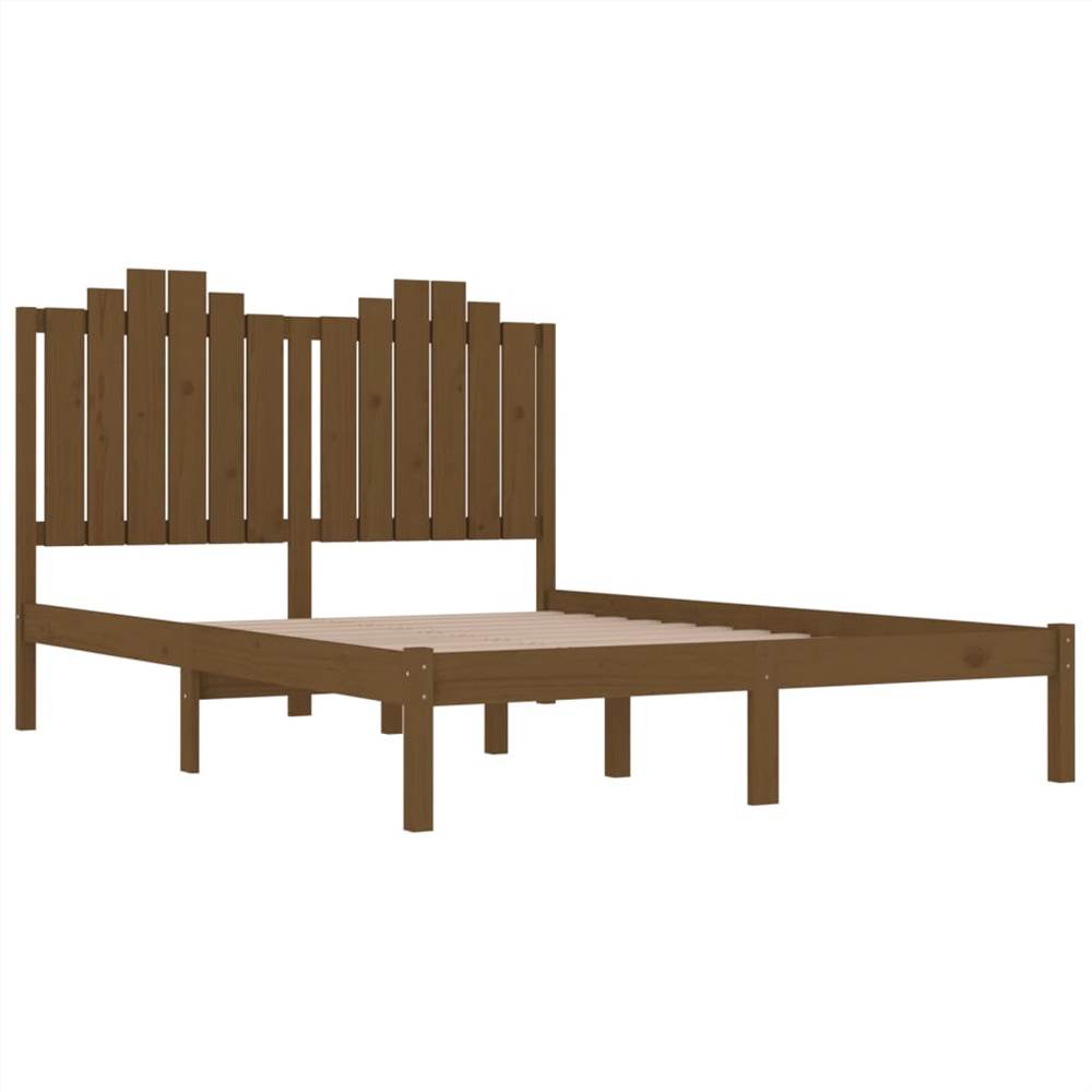 Bed Frame Honey Brown Solid Wood Pine 150x200 cm 5FT King Size