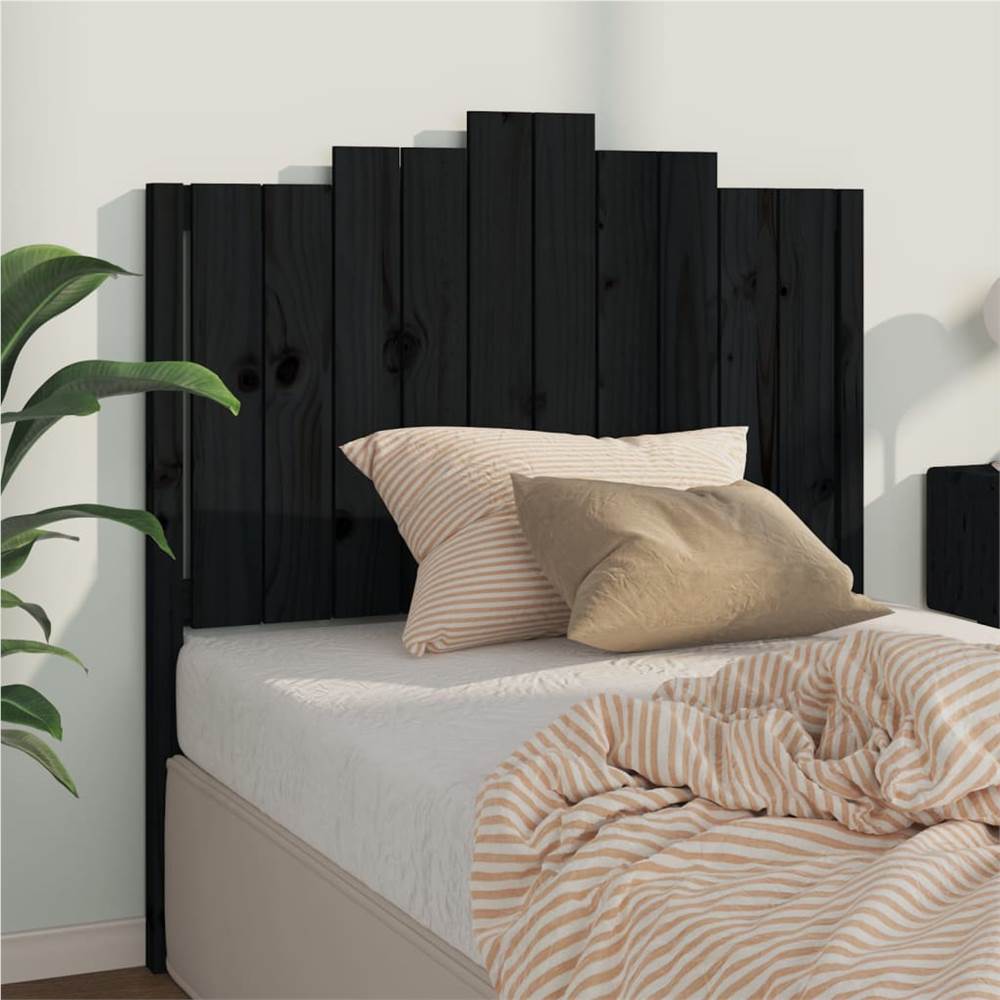 Bed Headboard Black 106x4x110 cm Solid Wood Pine