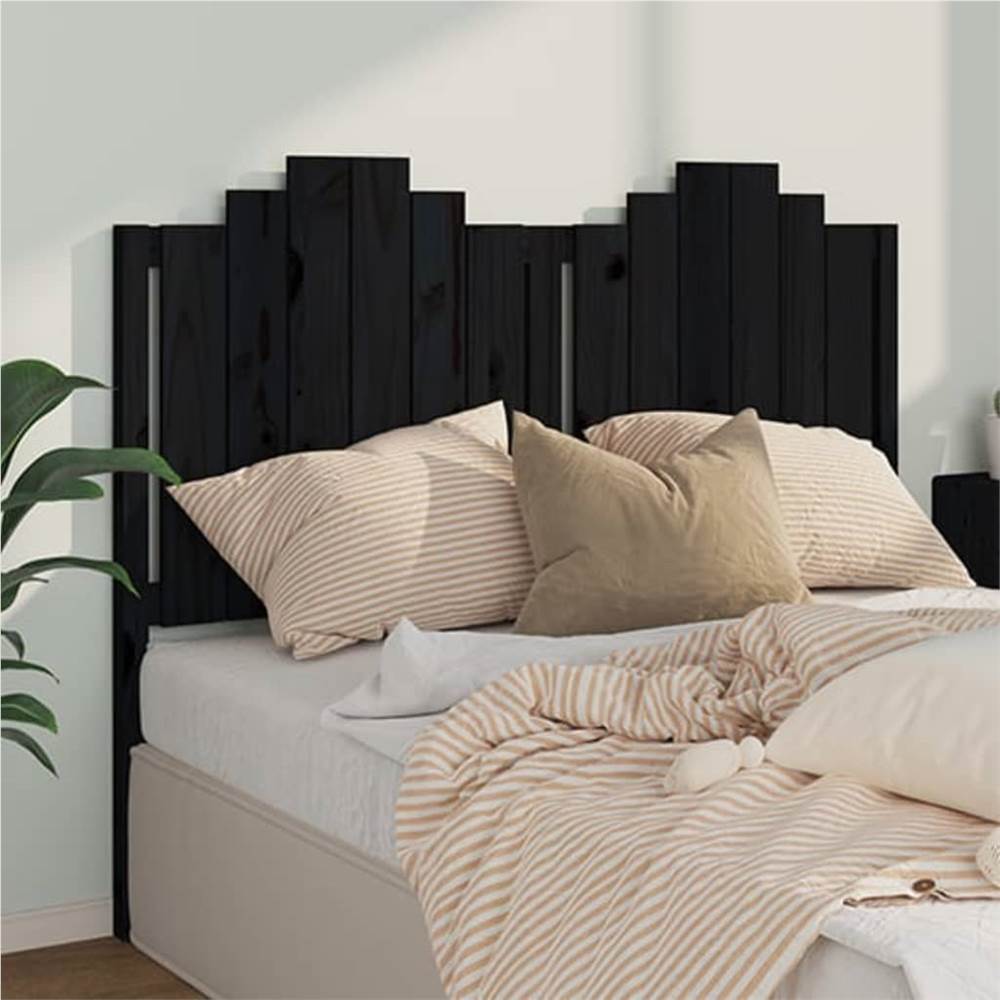 

Bed Headboard Black 141x4x110 cm Solid Wood Pine