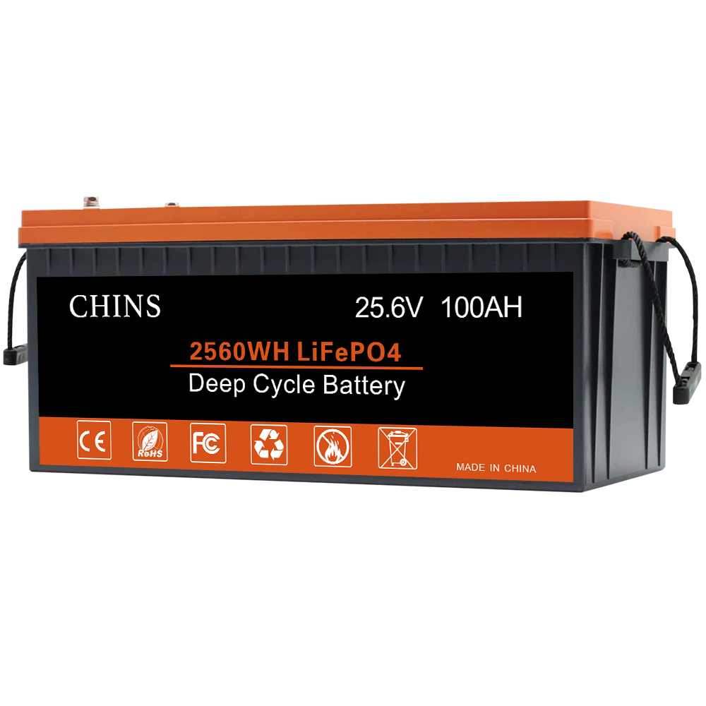 CHINS LiFePO4-Batterie 24 V 100 Ah Lithium-Batterie – Eingebautes 100 A BMS, 2000+ Zyklen, perfekt für Wohnmobile, Heimspeicher und Off-Grid