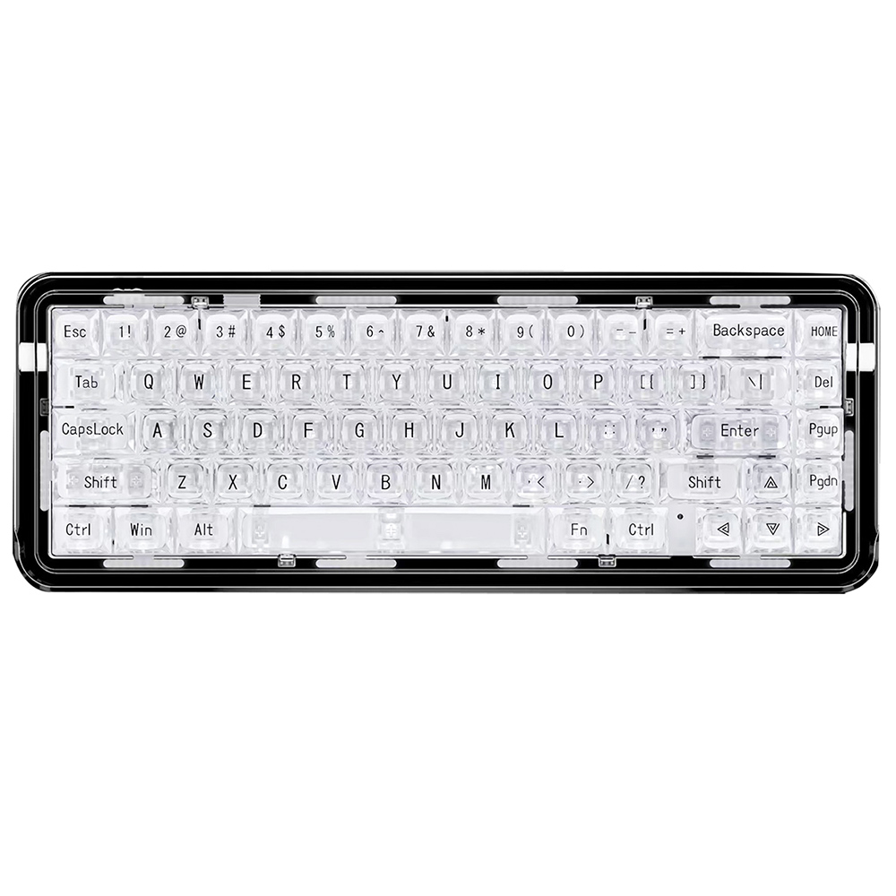 FirstBlood B67 65 % Vollacryl mit Dichtungshalterung, verkabelt/Bluetooth/2.4 G, dreifacher RGB-Modus, mechanische Tastatur – kristallklar