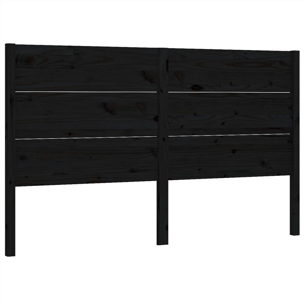 Headboard Black 206x4x100 cm Solid Wood Pine