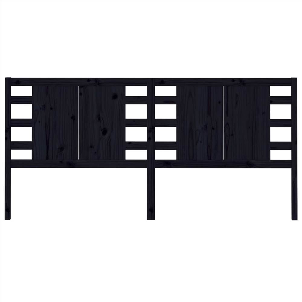 Headboard Black 206x4x100 cm Solid Wood Pine