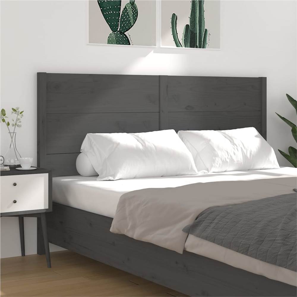 Headboard Grey 166x4x100 cm Solid Wood Pine