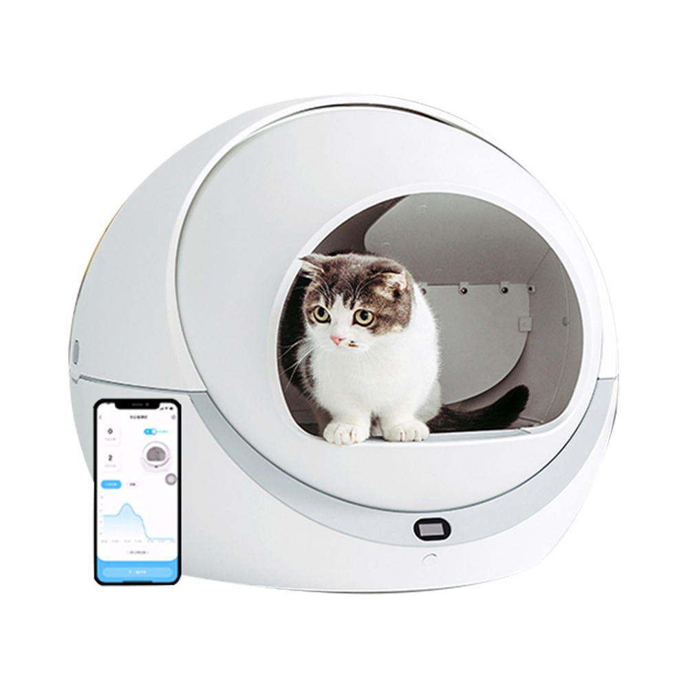 Petree Bassin à litière pour chat intelligent, nettoyage automatique du capteur WiFi, bac de toilette pour chat à plateau fermé Fournitures pour animaux de compagnie