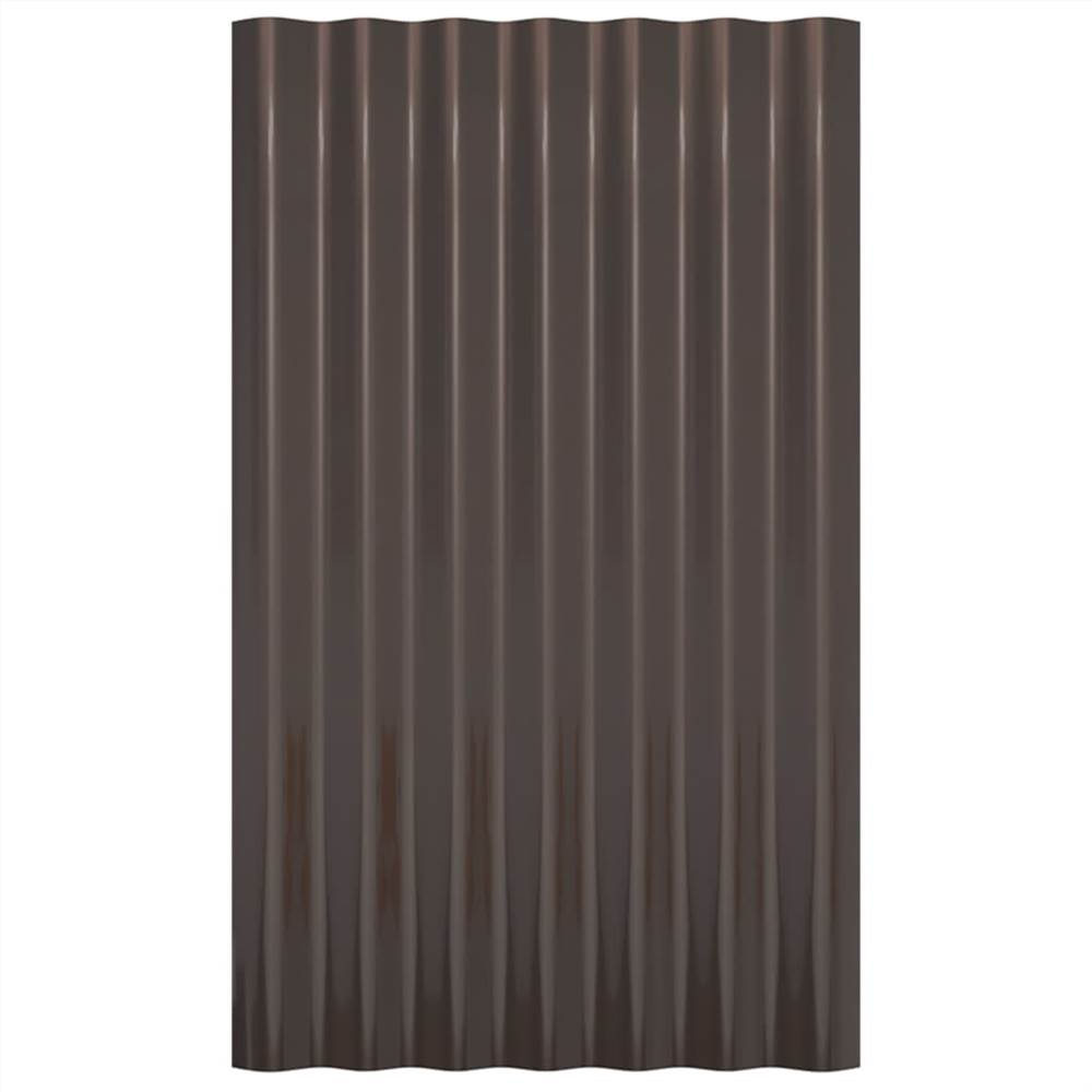 Roof Panels 36 pcs Powder-coated Steel Brown 60x36 cm