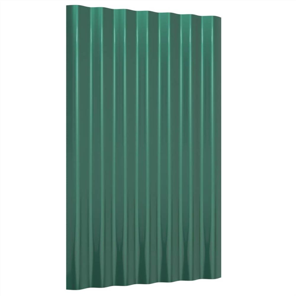 Roof Panels 36 Pcs Powder-coated Steel Green 60x36 Cm 10 Roof Panels 36 pcs Powder-coated Steel Green 60x36 cm
