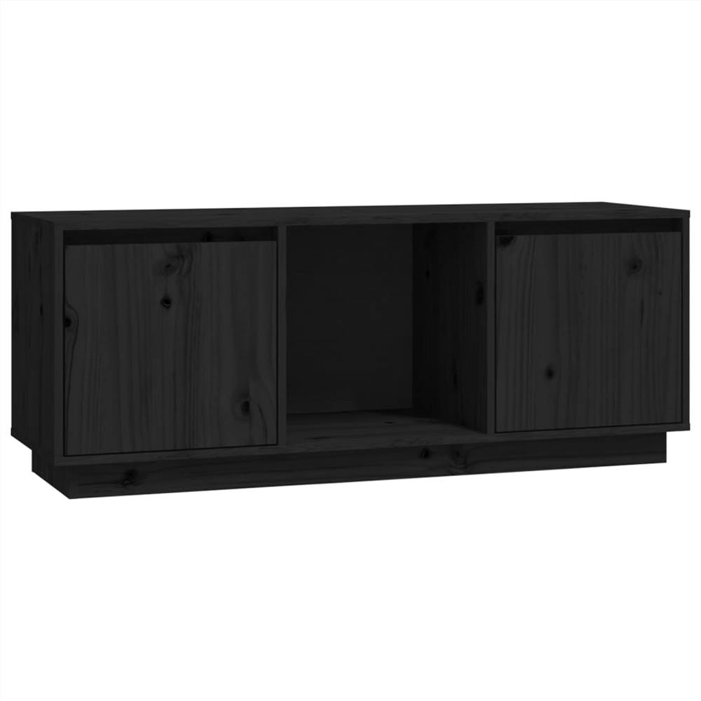 TV Cabinet Black 110.5x35x44 Cm Solid Wood Pine 13 TV Cabinet Black 110.5x35x44 cm Solid Wood Pine