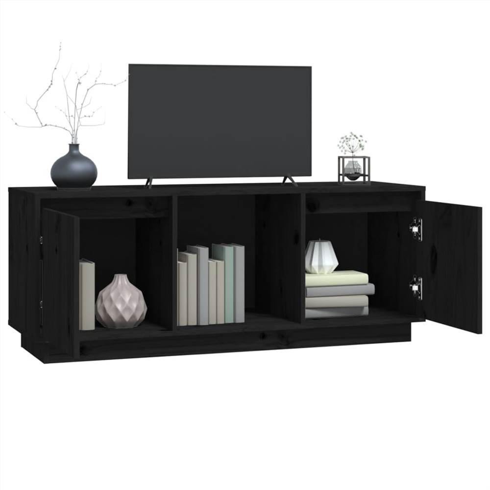 TV Cabinet Black 110.5x35x44 Cm Solid Wood Pine 15 TV Cabinet Black 110.5x35x44 cm Solid Wood Pine