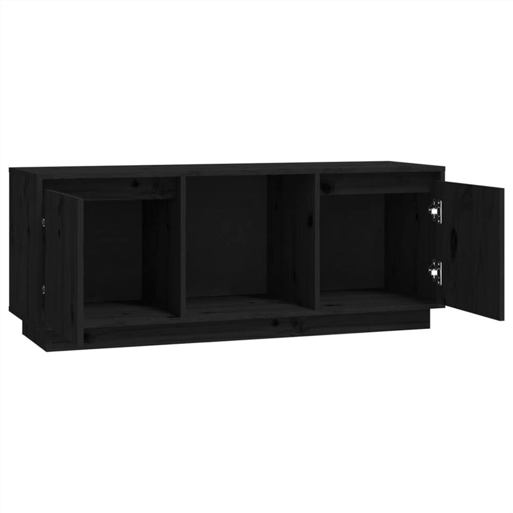 TV Cabinet Black 110.5x35x44 Cm Solid Wood Pine 16 TV Cabinet Black 110.5x35x44 cm Solid Wood Pine
