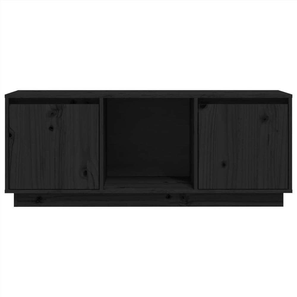 TV Cabinet Black 110.5x35x44 Cm Solid Wood Pine 17 TV Cabinet Black 110.5x35x44 cm Solid Wood Pine