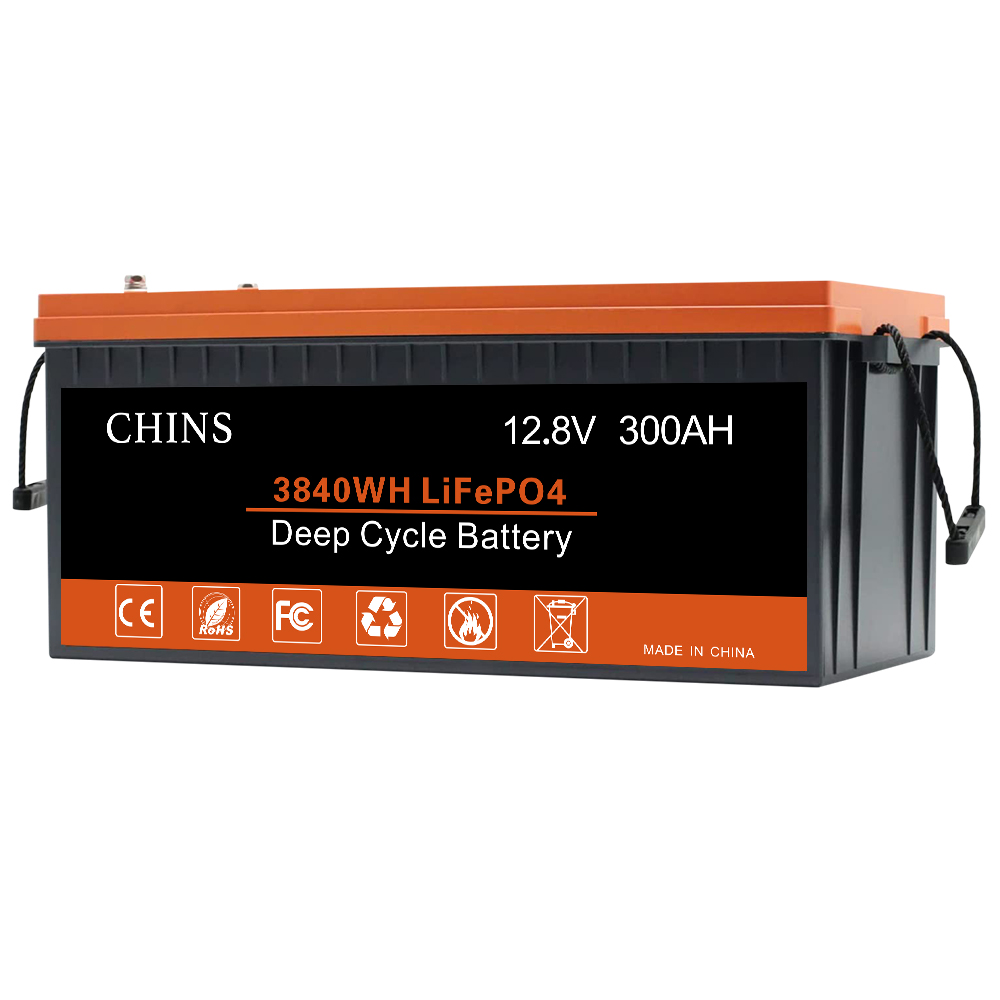 CHINS LiFePO4-Batterie 12 V 300 Ah Lithiumbatterie – Eingebautes 200 A BMS, perfekt zum Ersetzen der meisten Notstromversorgung, Energiespeicherung zu Hause und netzunabhängig usw.