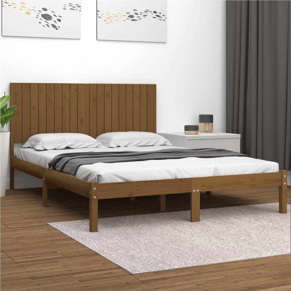 

Bed Frame Honey Brown Solid Wood 180x200 cm 6FT Super King Size