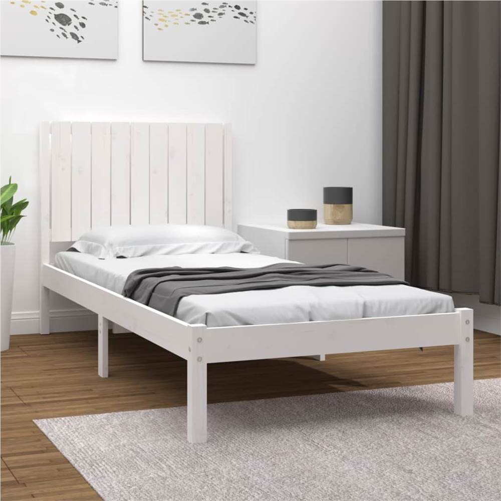 

Bed Frame White Solid Wood Pine 90x200 cm