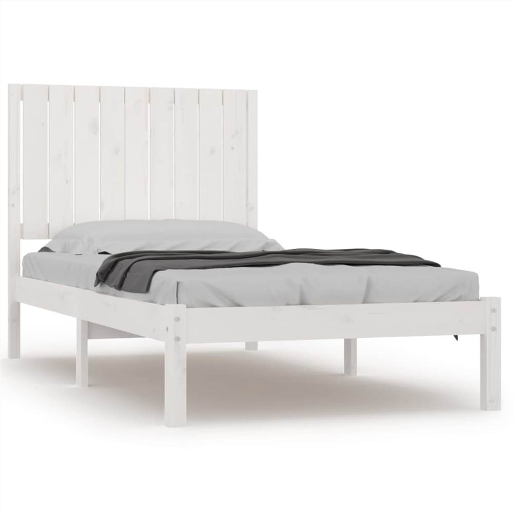 Bed Frame White Solid Wood Pine 90x200 cm