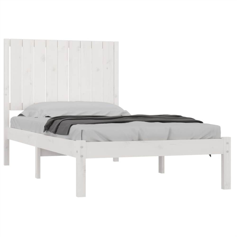 Bed Frame White Solid Wood Pine 90x200 cm