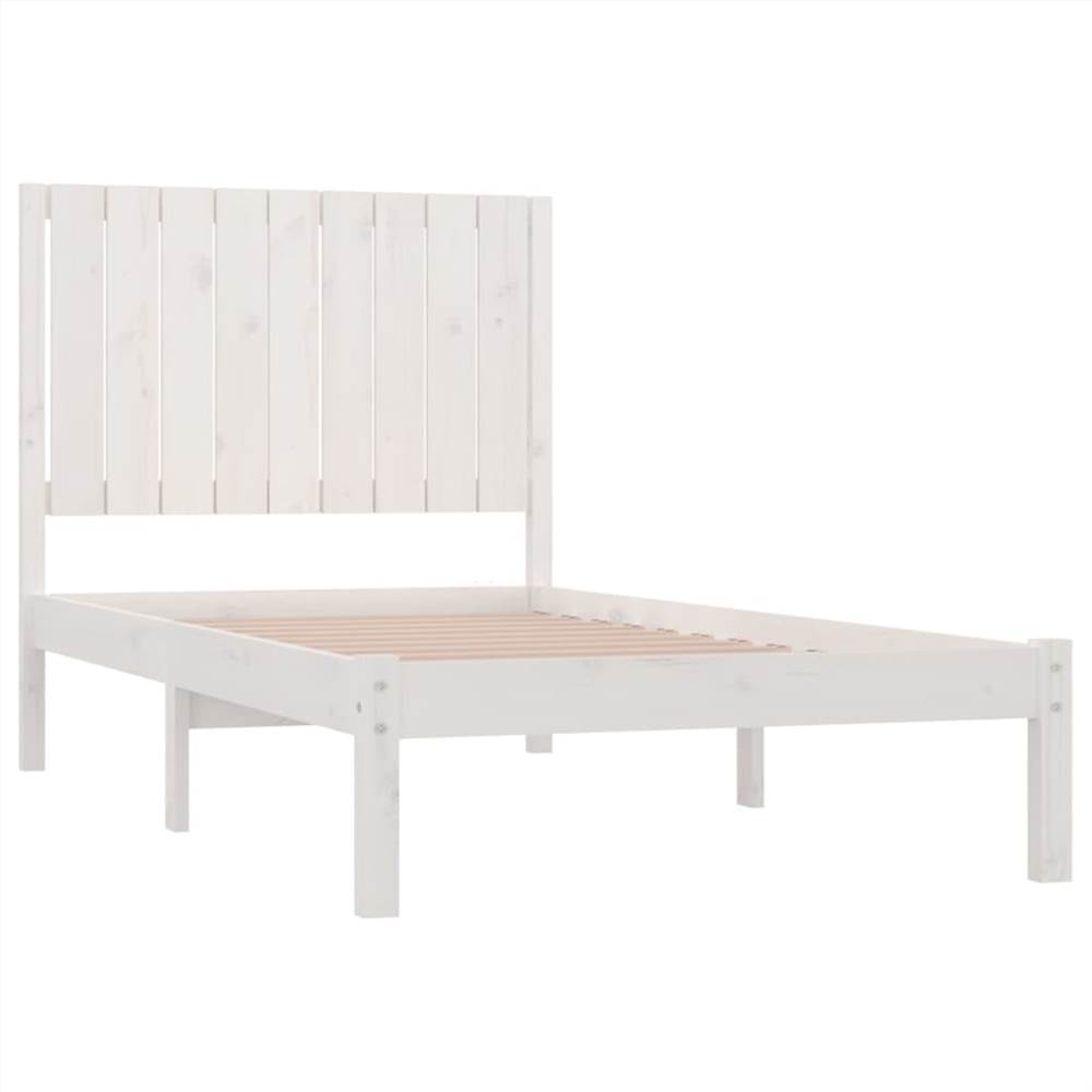Bed Frame White Solid Wood Pine 90x200 cm