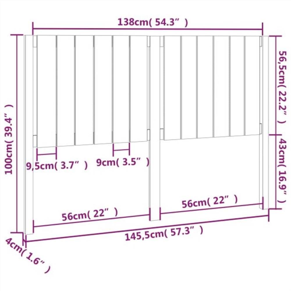Bed Headboard Honey Brown 145.5x4x100 cm Solid Wood Pine
