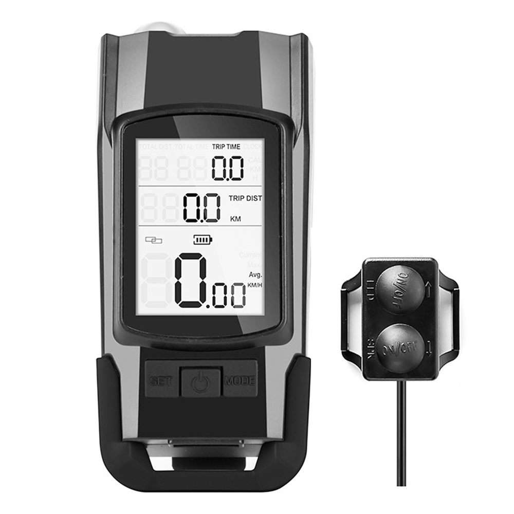 Compteur De Vitesse De Vélo 3-en-1 Sans Fil Rechargeable USB Double T6 LED Vélo Ordinateur De Vélo Avec Klaxon D'alarme - Noir