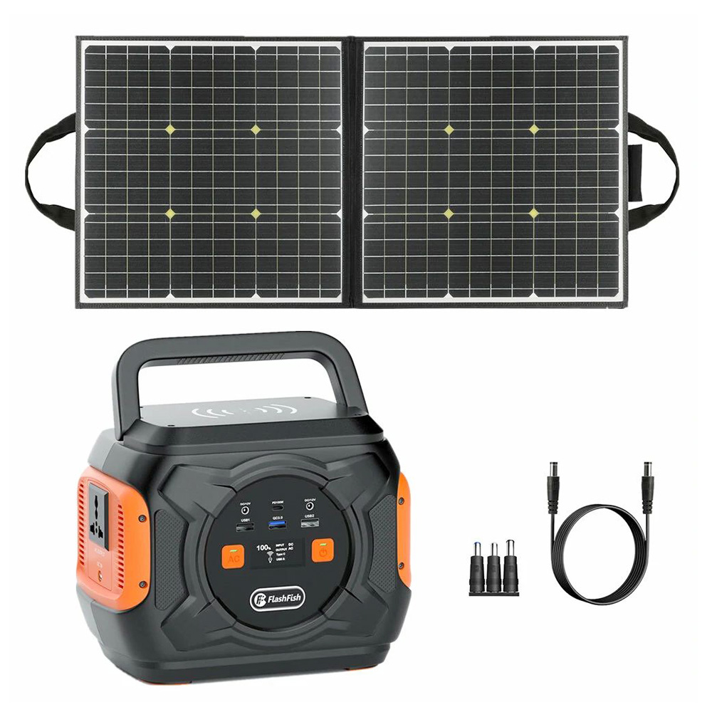Flashfish A301 292WH 320W Portable Power Station + SP 18V 100W Solar Panel Outdoor Emergency Power Supply Kit