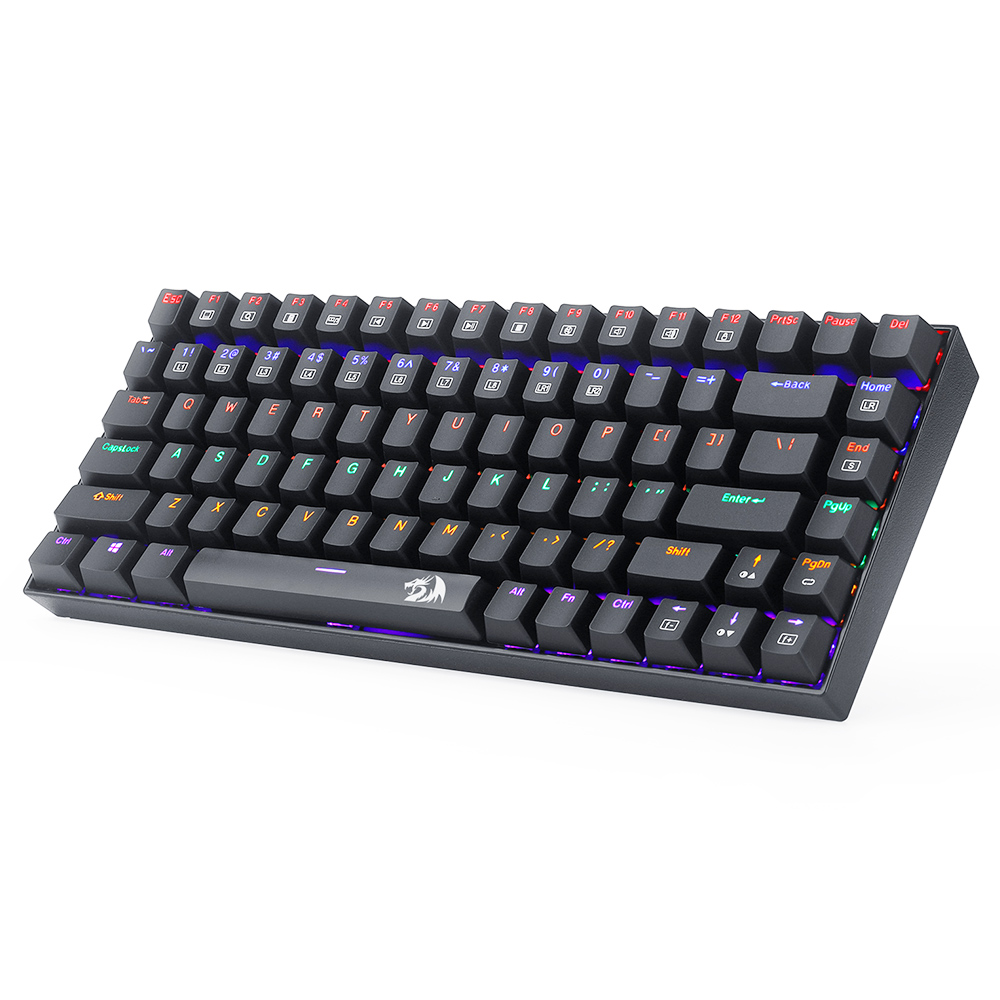 Redragon K629-KB 75% tęczowe podświetlenie LED Mechaniczna klawiatura do gier 84 klawisz Niebieski przełącznik-czarny