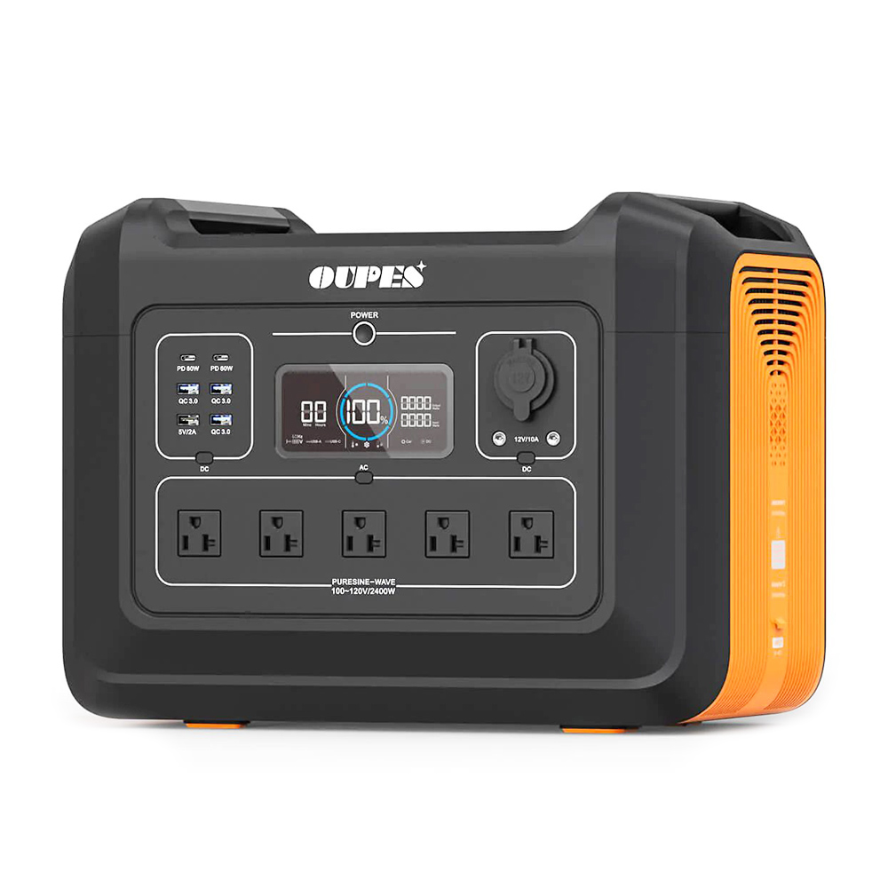 OUPES 2400W Portable Power Station, 2232Wh LiFePO4 Battery Solar Generator, 14 Outputs, 60W PD Fast Charging - US Plug