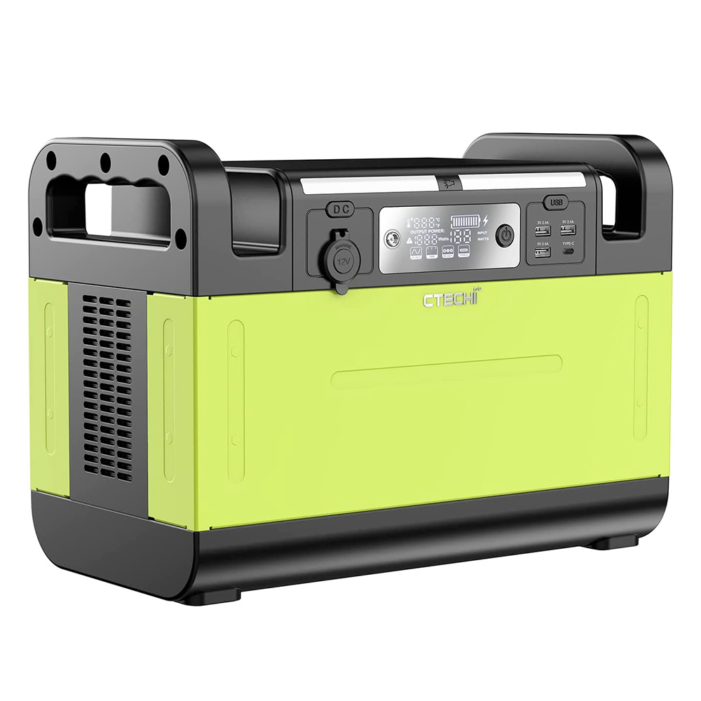 CTECHi GT1500 1500W Portable Power Station, 1210Wh LiFePO4 Battery, Pure Sine Wave Solar Generator, 60W PD Fast Charging