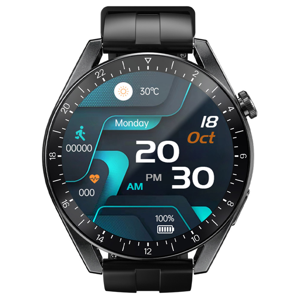 LOKMAT APPLLP 9 Android Smartwatch 1.43 pouces 2 + 16G 4G Wifi GPS Caméra Téléphone Montre Santé Tracker - Gel De Silice Noir