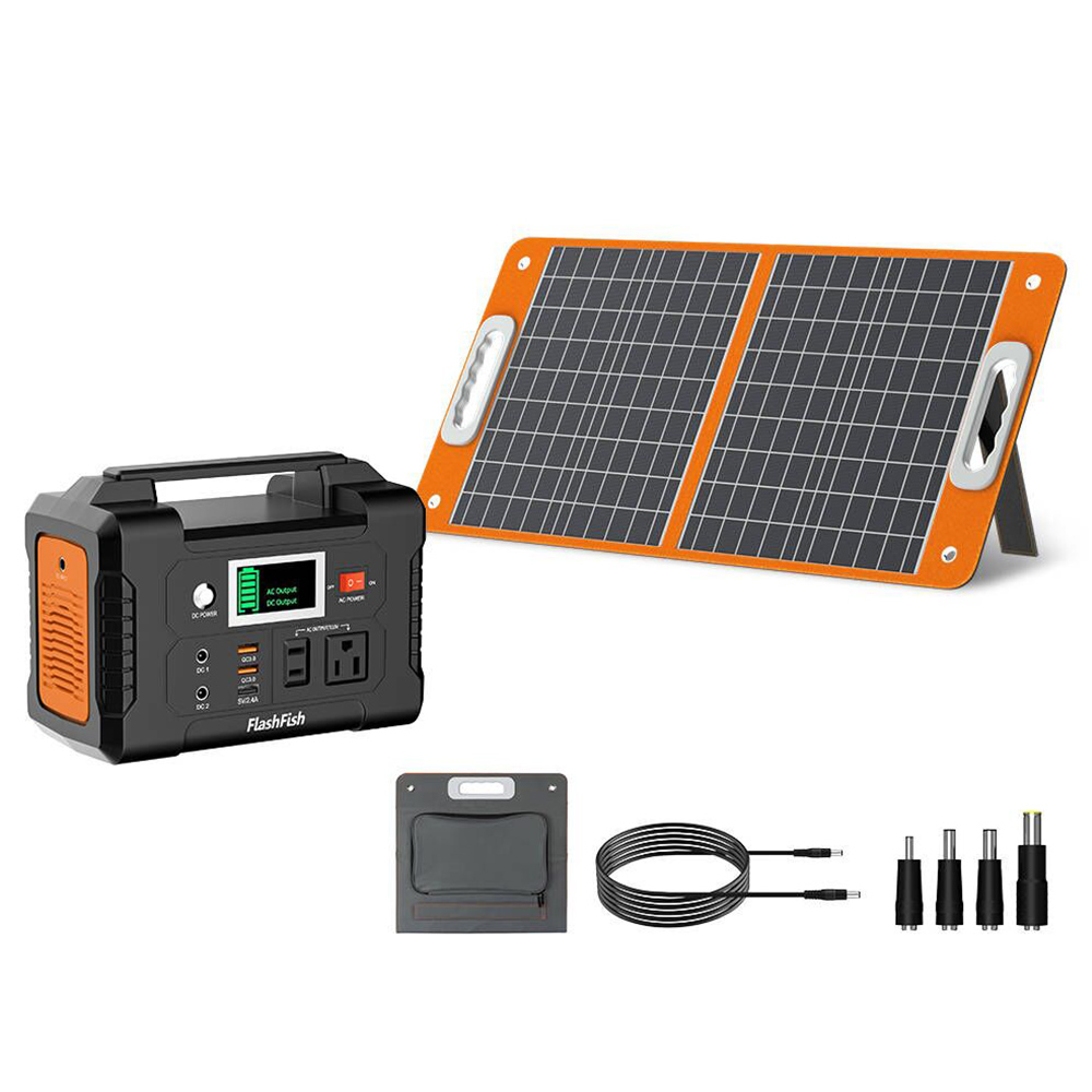 Flashfish E200 200W 151Wh Portable Power Station + TSP 18V 60W Foldable Solar Panel Outdoor Power Supply Kit