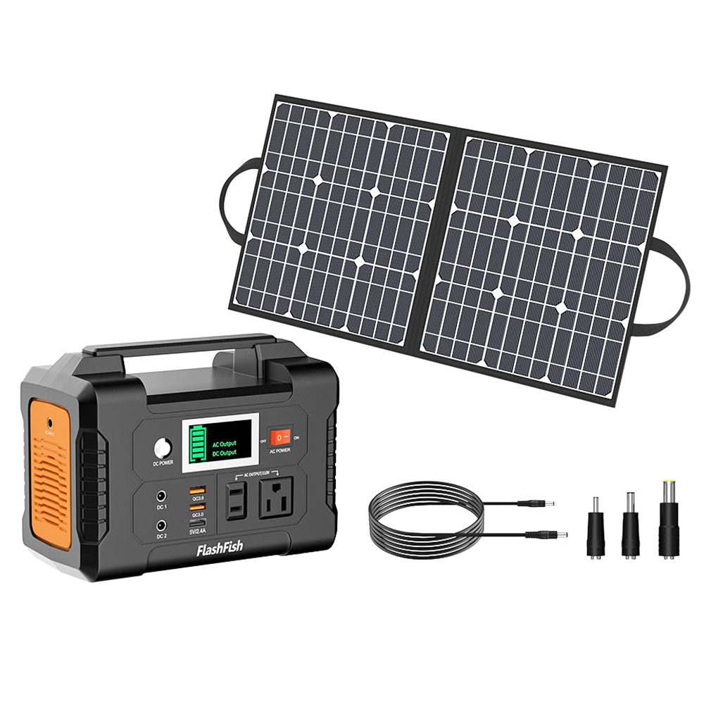 Flashfish E200 200W 151Wh Portable Power Station + SP50 18V 50W Foldable Solar Panel Outdoor Power Supply Kit