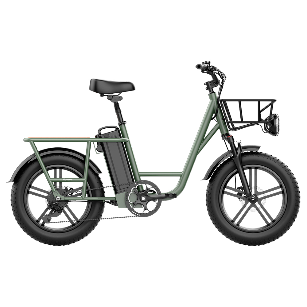 FIIDO T1 カーゴ電動自転車 20*4.0 インチ ファット タイヤ 750W パワー 50Km/h 最大速度 48V 20AH リチウム電池 150KM レンジ ショックアブソーバー - グリーン
