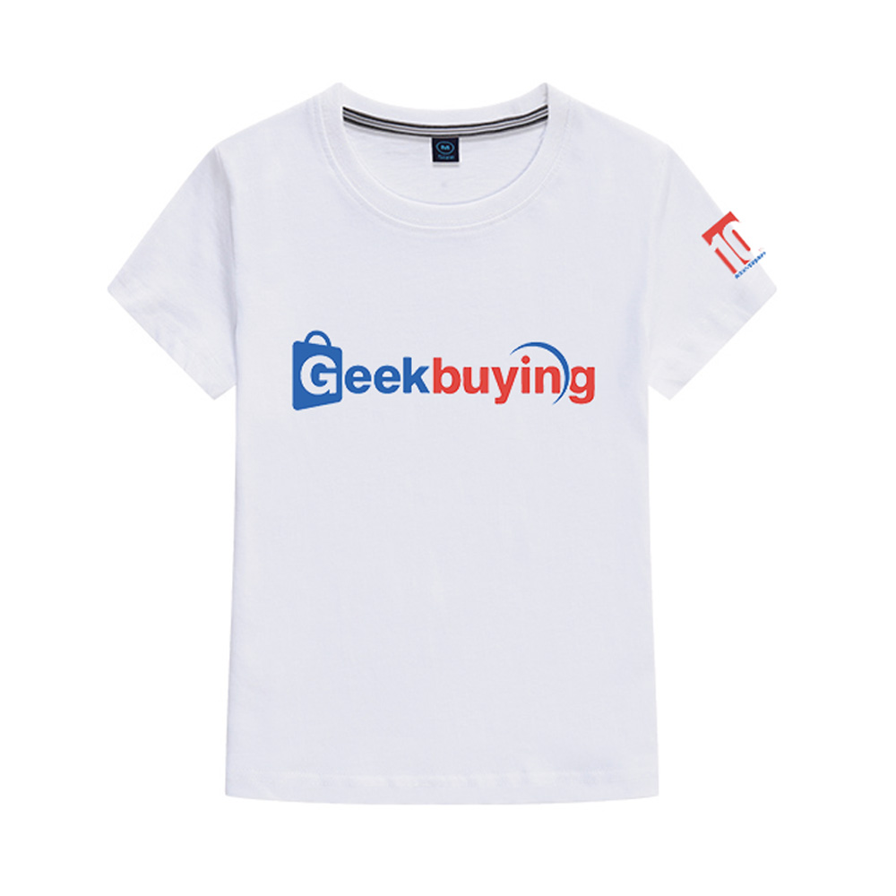 Geekbuying เสื้อยืดพิมพ์ลายครบรอบ 10 ปี Unisex ไซส์ S - สีขาว