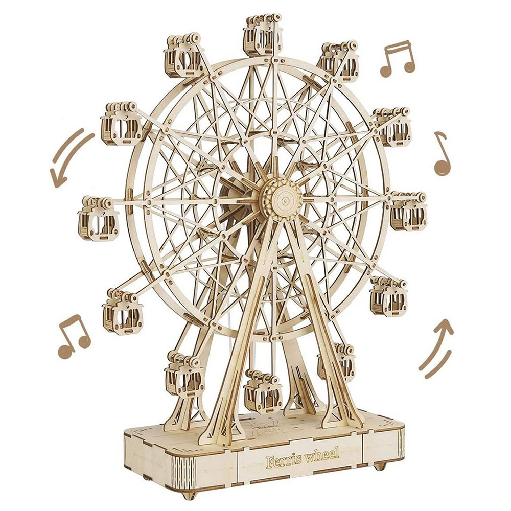 ROBOTIME TGN01 Rolife Ferris Wheel Music Box 3D Fa Puzzle barkácskészlet, 232db