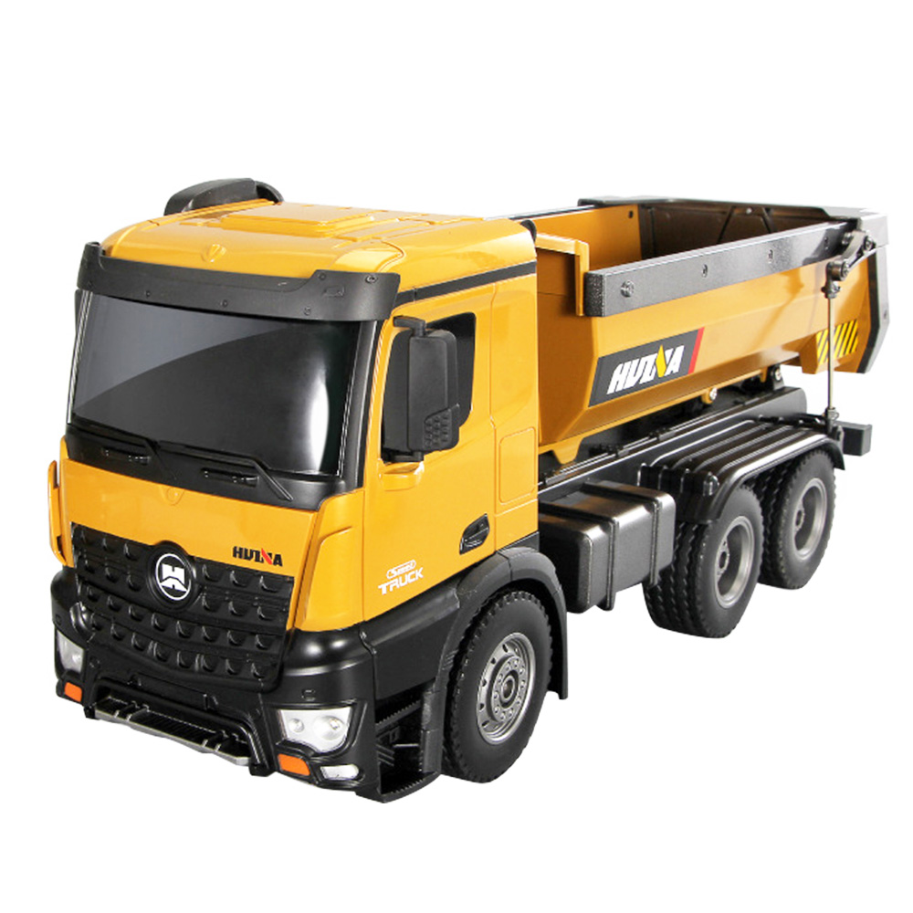 HUINA 建設用トラック おもちゃ 10チャンネル 合金 エンジニアリング トランスポーター 子供用おもちゃ 2.4Gリモコン付き