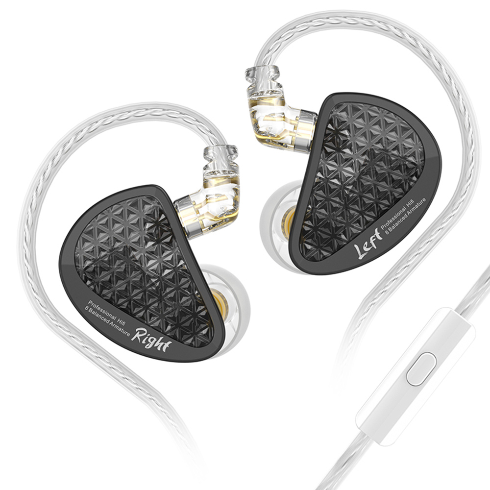 KZ AS16 Pro Kablolu Kulaklık Mikrofonlu Sporlar için Kulak İçi Balans Armatürü - Siyah