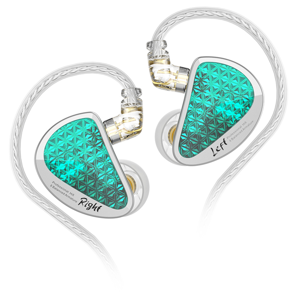 Armadura de equilíbrio intra-auricular KZ AS16 Pro fone de ouvido com fio para esportes sem microfone - ciano