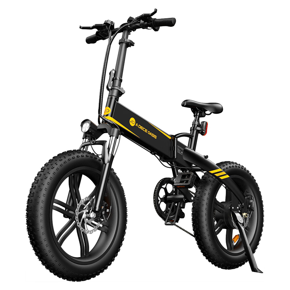 ADO A20F+ Off-road Electric Folding Bike 20*4.0 inch 250W Brushless DC Motor SHIMANO 7-Speed Rear Derailleur 36V 10.4Ah Removable Battery 25km/h Max speed Pure power up to 50km Range Aluminum alloy Frame - Black