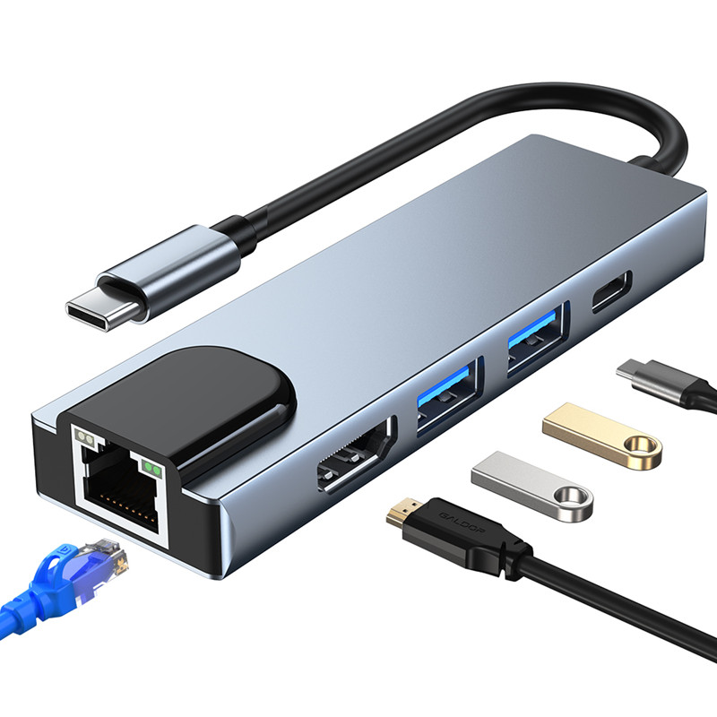 USB Hub Adapter 5 Docking Station HDMI for Macbook 5 in 1 Docking Station