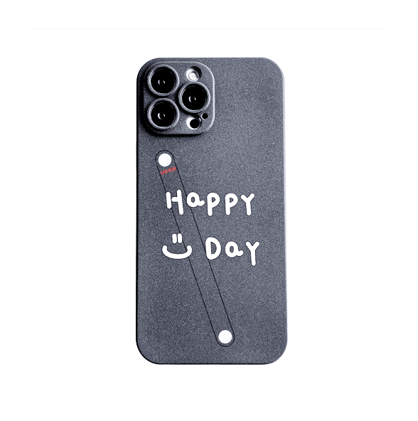 Happy Day English Finger Strap Phone Protective Shell for iPhone 14 Pro MAX - Grey