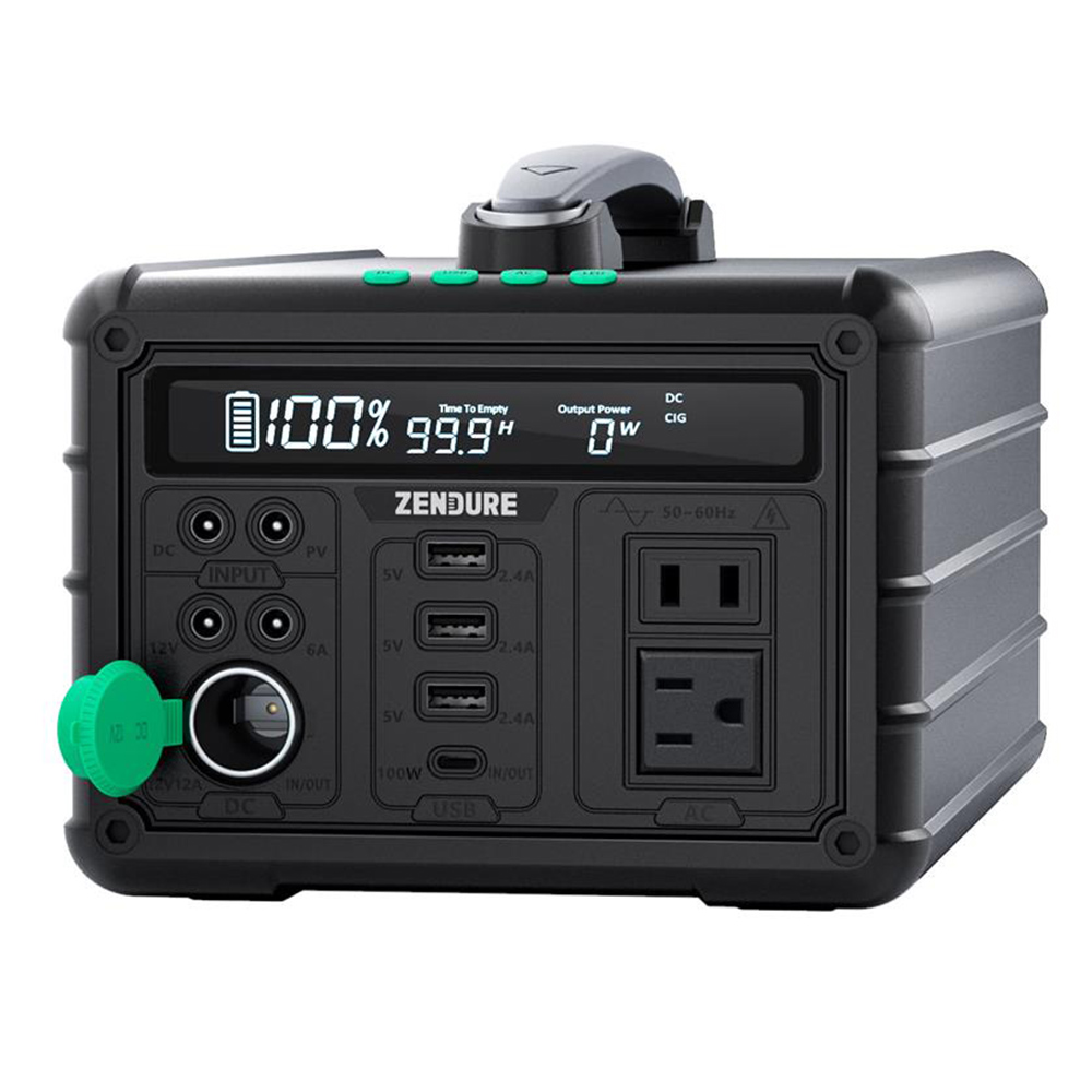 Портативная электростанция ZENDURE SuperBase 600M, емкость аккумулятора 607 Втч, выход переменного тока 600 Вт, 9 портов, низкий уровень шума, светодиодная лампа 10 Вт