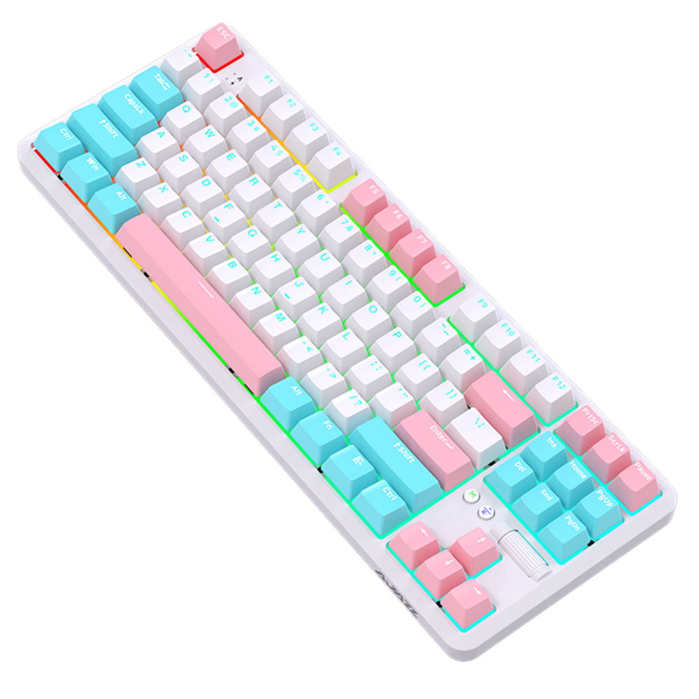 Ajazz K870T Pro 87 Keys Triple Modes Mechanical Keyboard RGB Backlit Brown Switch for Win/MacOS/iOS/Andriod - Summer Time