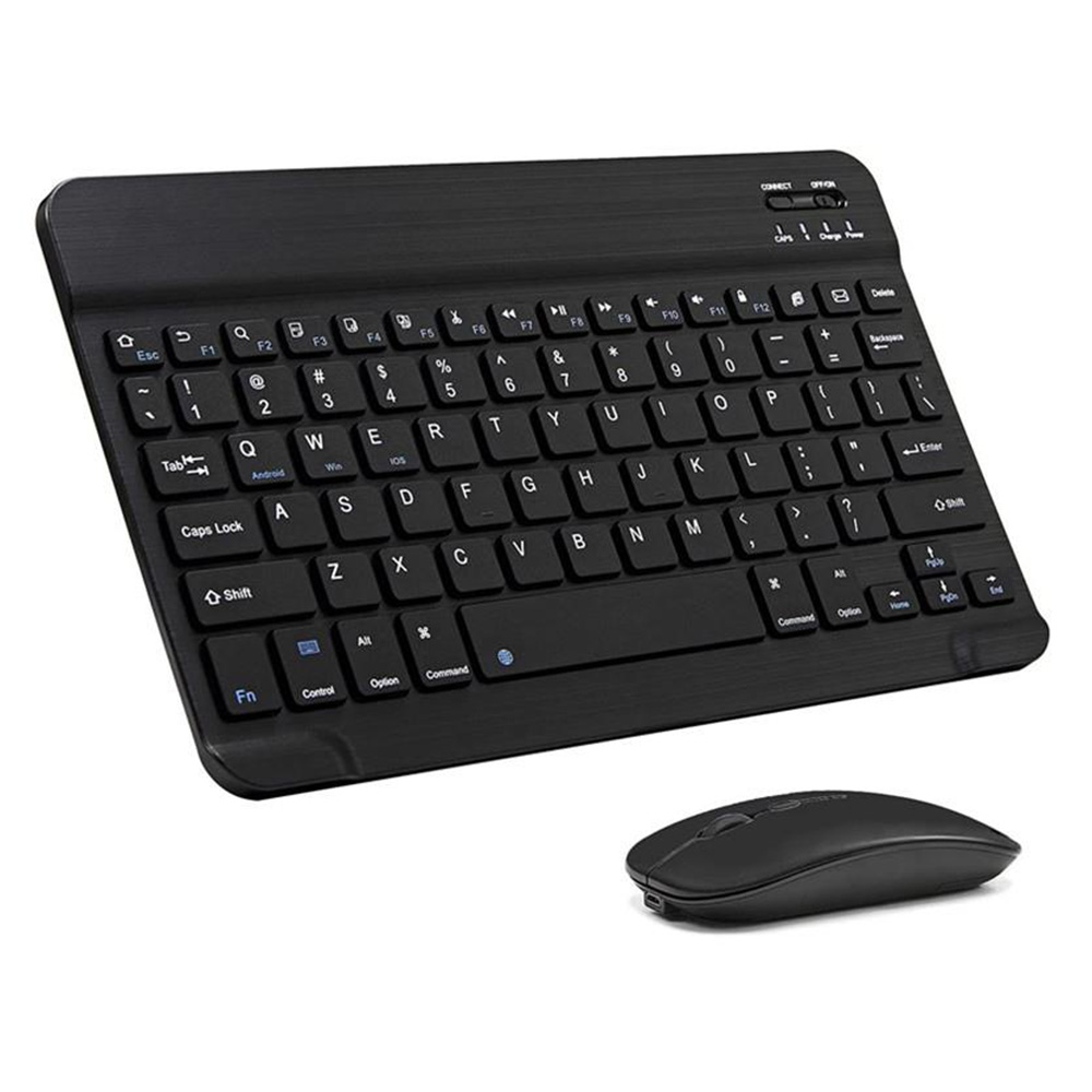 Ultradunne Bluetooth-toetsenbord- en muiscombinatie Oplaadbare draagbare draadloze toetsenbordmuisset - zwart
