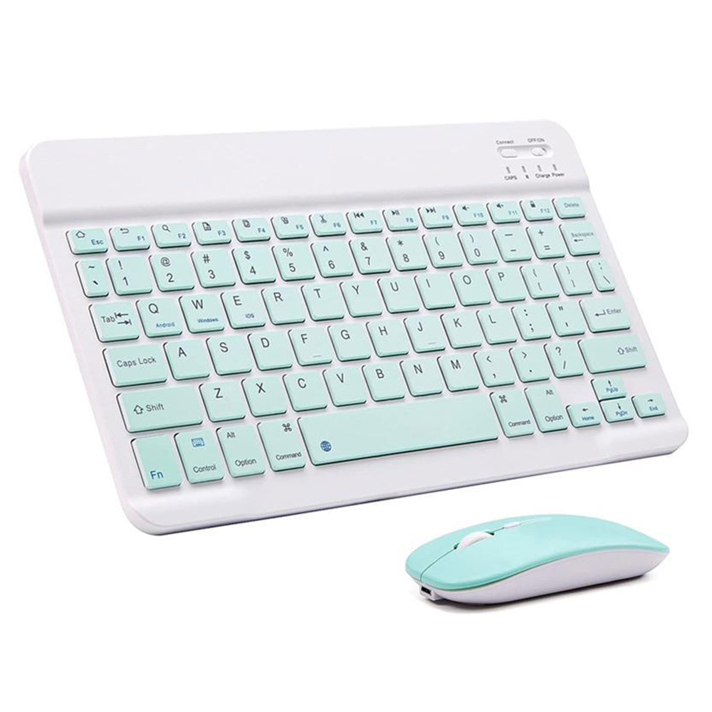 Ultra-Slim Bluetooth Keyboard and Mouse Combo Rechargeable Portable Wireless Keyboard Mouse Set - Blue