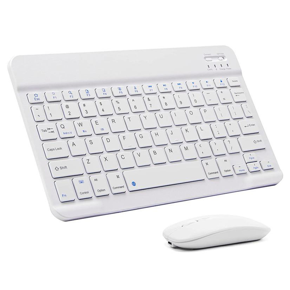 Ultra-Slim Bluetooth Keyboard and Mouse Combo Rechargeable Portable Wireless Keyboard Mouse Set - White