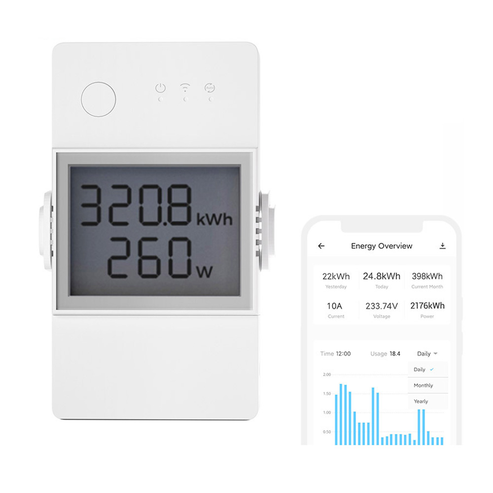 Sonoff POW Elite POWR320D 20A Smart Power Meter Switch, ESP32 Chip, LCD Screen, Overload Protection, App Control